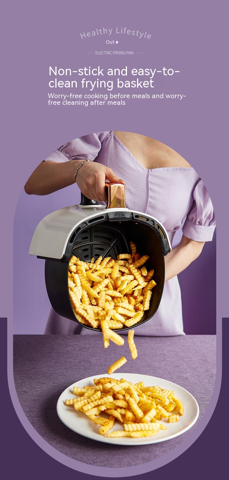 Intelligente ölfreie Heissluftfritteuse 6L
