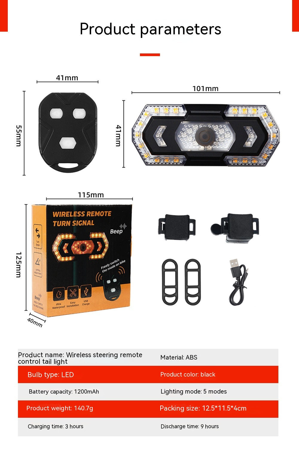 USB-Fernbedienung Velo-Rücklicht