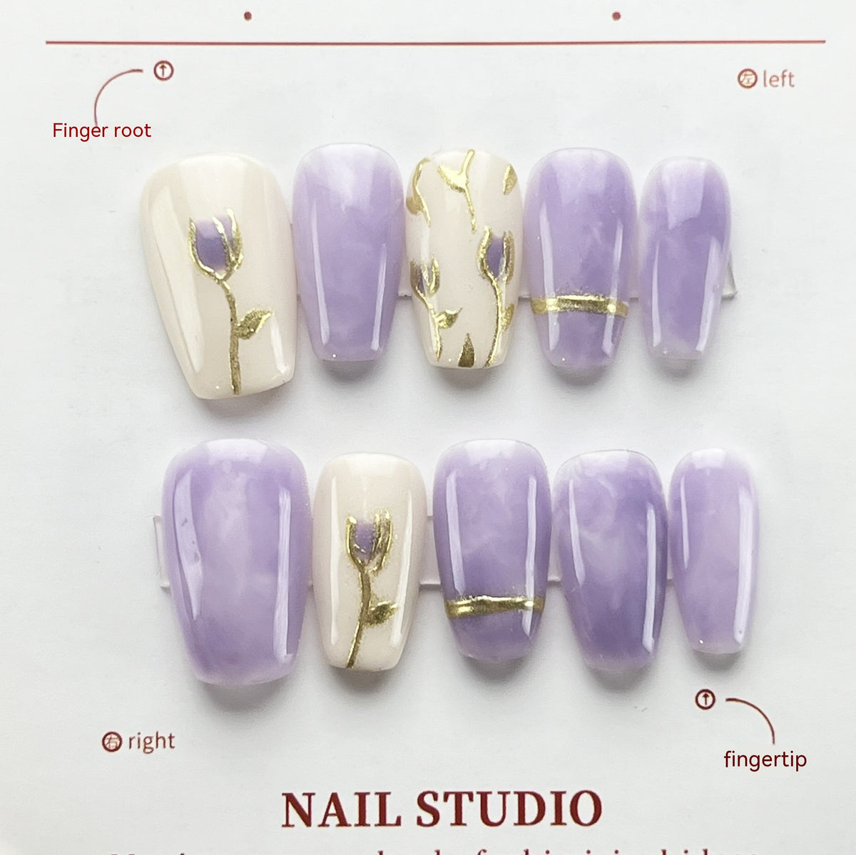 Handbemalte Nägel "Purple Tulip" mit Spiegeleffekt – Bild 13 | LuxeStyle