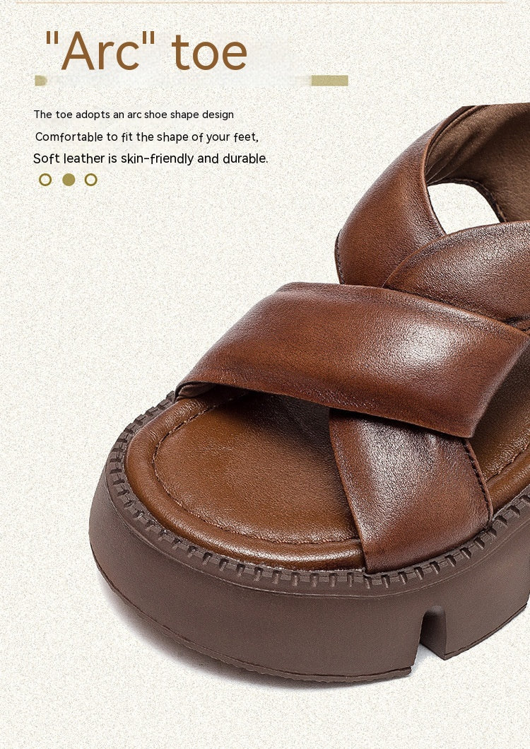 Retro-Sandalen aus Rindsleder mit Plateau – Bild 5 | LuxeStyle