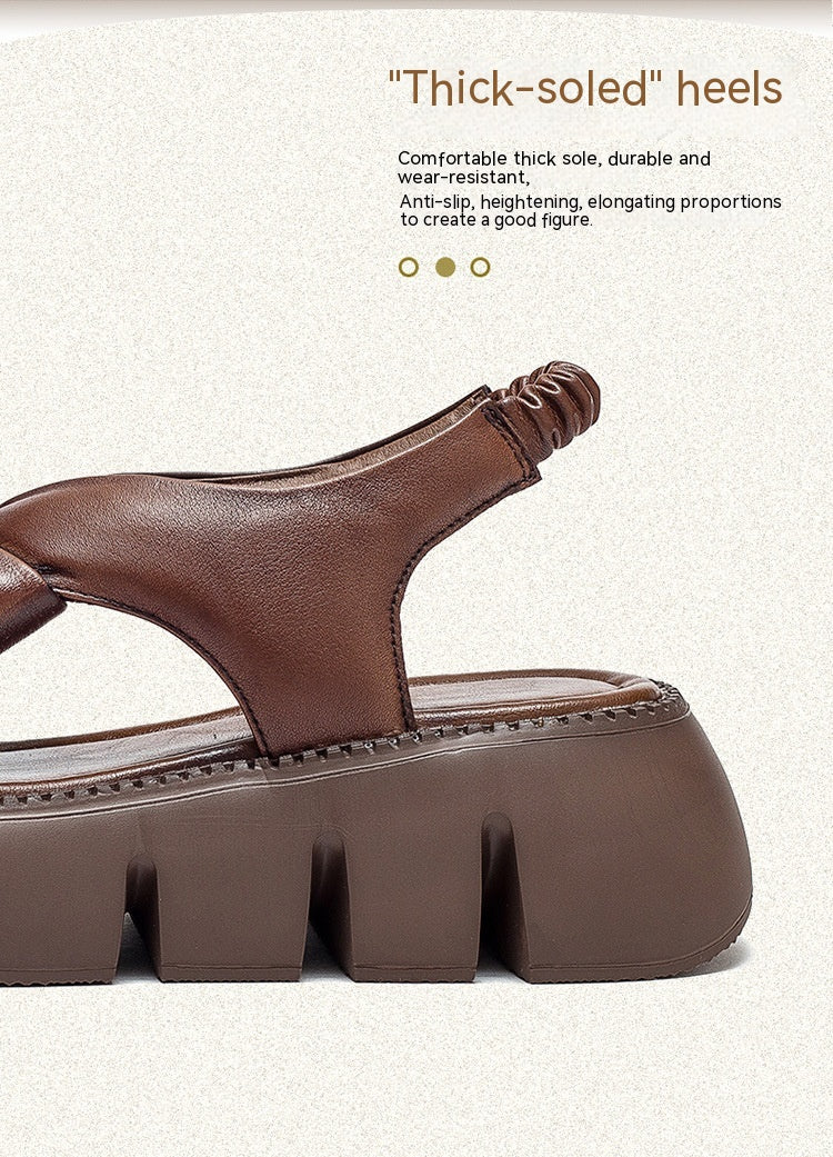 Retro-Sandalen aus Rindsleder mit Plateau – Bild 3 | LuxeStyle