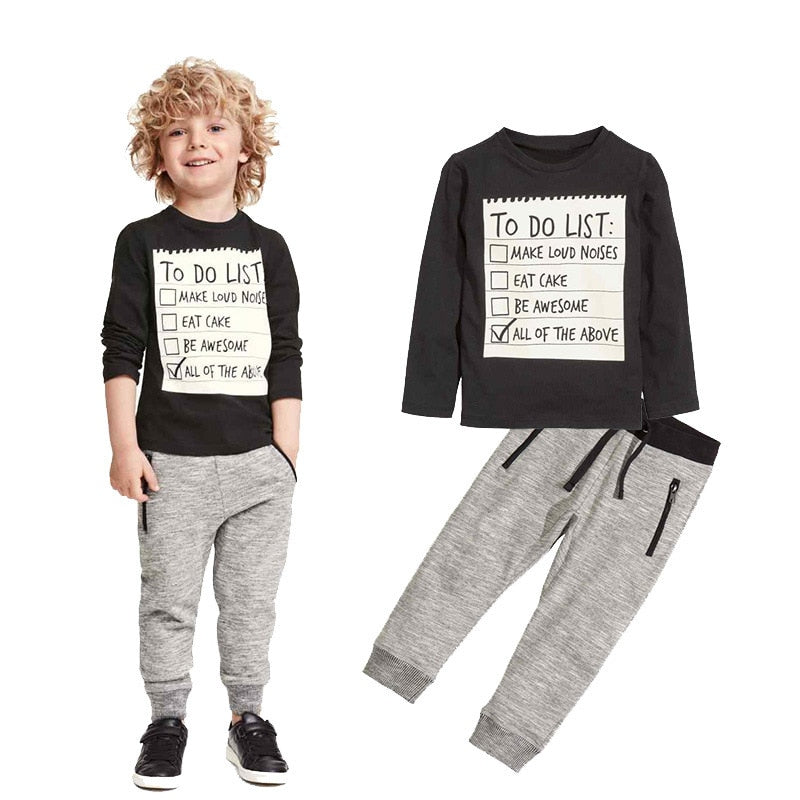 Jungen Freizeit-Set Baumwolle Langarmshirt Hose