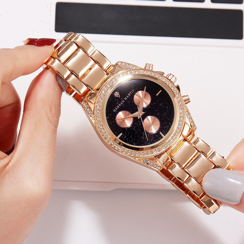 Damen Roségold Quarz-Uhr mit Diamanten | LuxeStyle