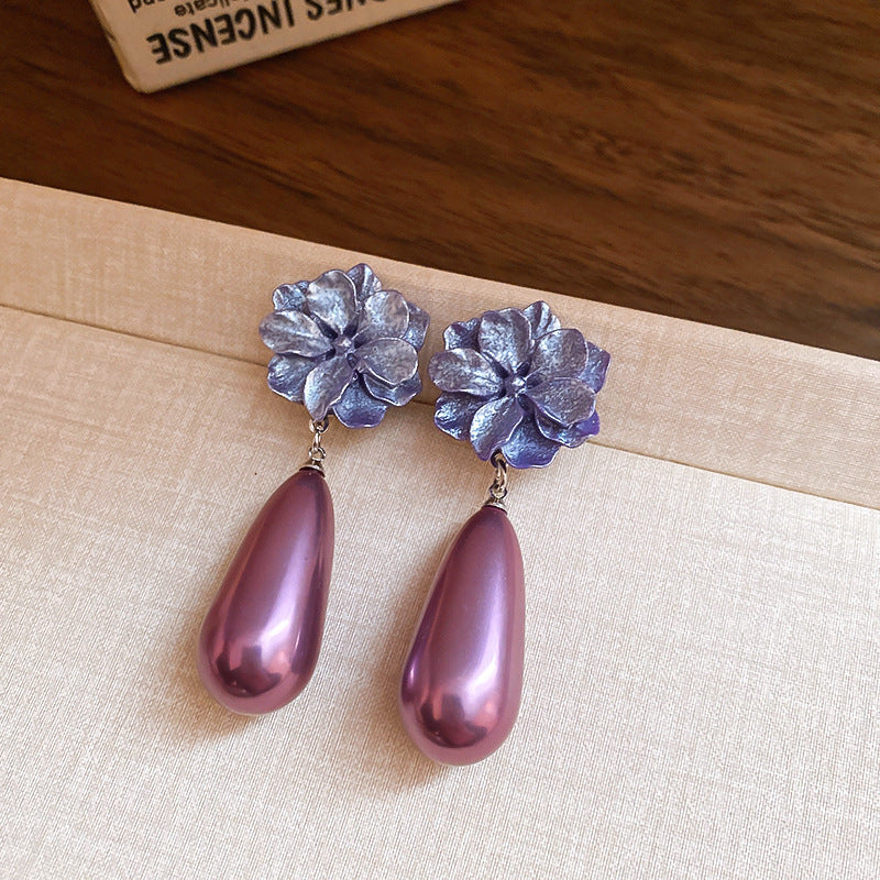 Koreanische Kristallblumen-Ohrstecker – Ansicht 4