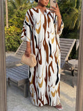 Elegantes V-Ausschnitt A-Linien Kleid mit Print