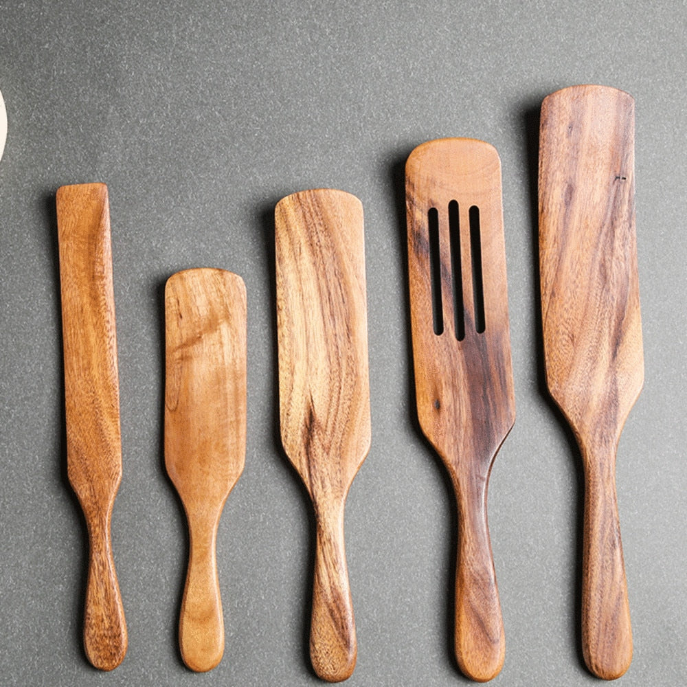Fünfteiliges Saucen-Spatelset aus Teakholz – Bild 4 | LuxeStyle