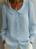 Damen-Langarmshirt mit Stickerei und Kragen – Bild 10 | LuxeStyle