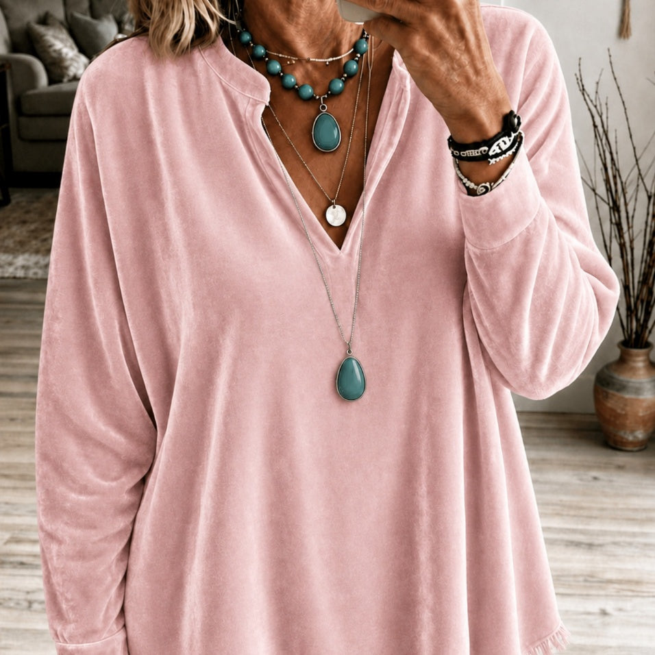 Samt-Langarmshirt für Damen