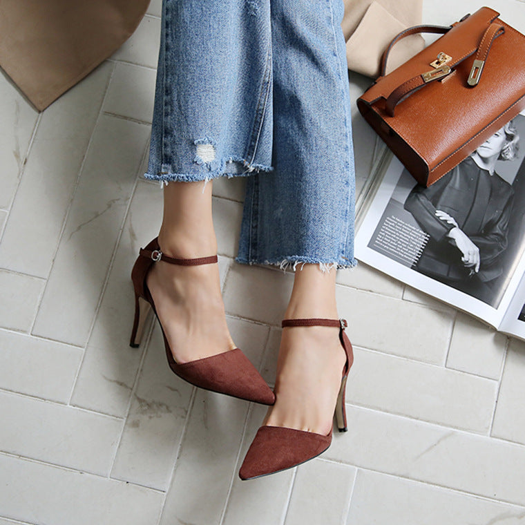 Suede-Sandale mit hohem Absatz – Bild 4 | LuxeStyle
