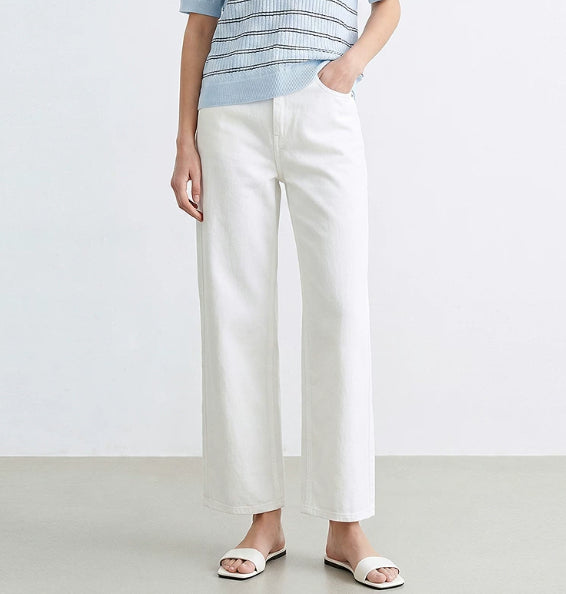 Baumwollhosen, loose, high-waist