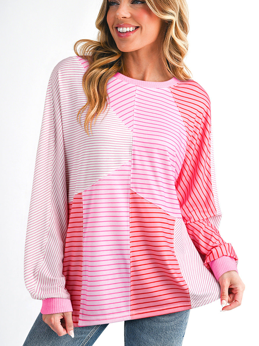 Rosa Pullover mit Streifen