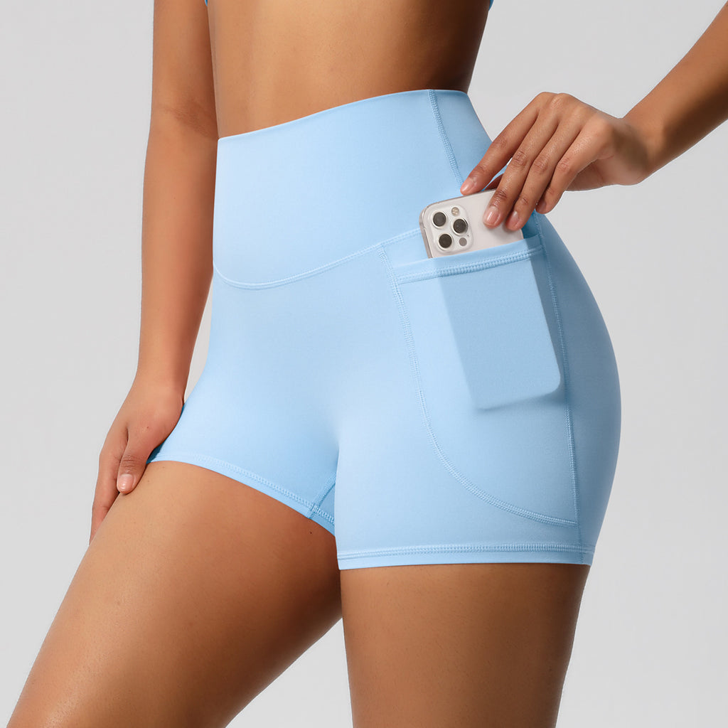 High-Waist Yoga Shorts mit Taschen
