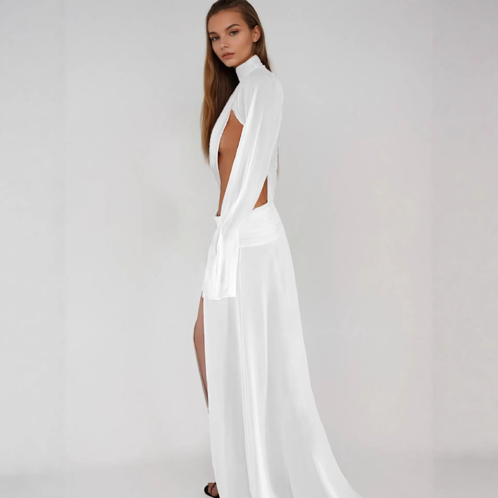 Elegantes Maxikleid mit Schlitz und Falten