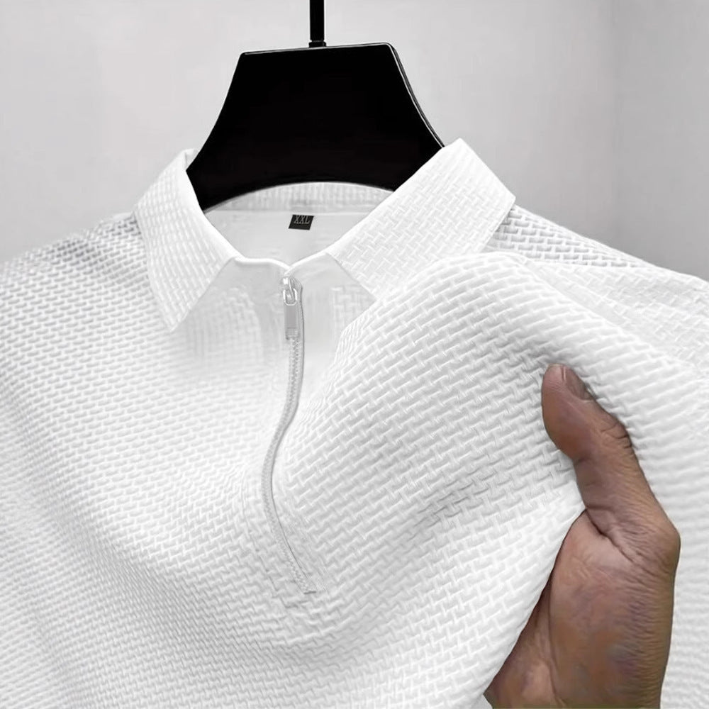 Herren T-Shirt mit halbem Reissverschluss – Bild 2 | LuxeStyle