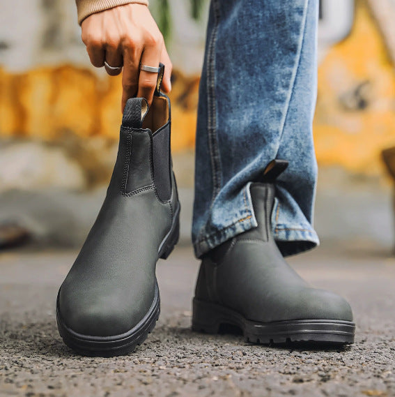 Retro-Ankle Boots mit klobiger Sohle