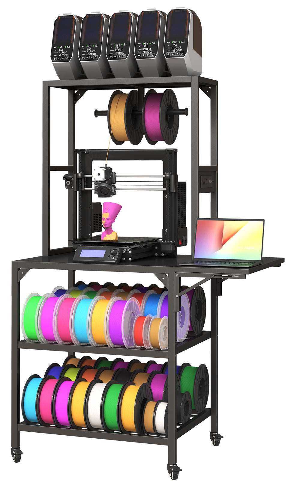 3D-Drucker-Tisch mit Filamenthalterung und Rollen