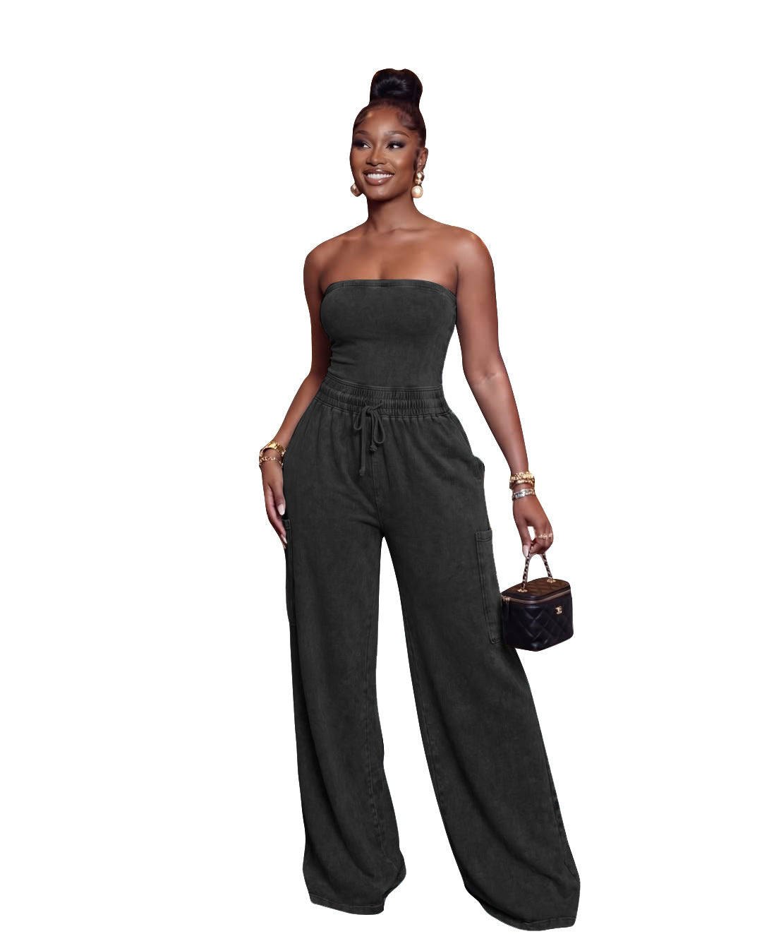 Jumpsuit «Casual Washed» mit weitem Bein