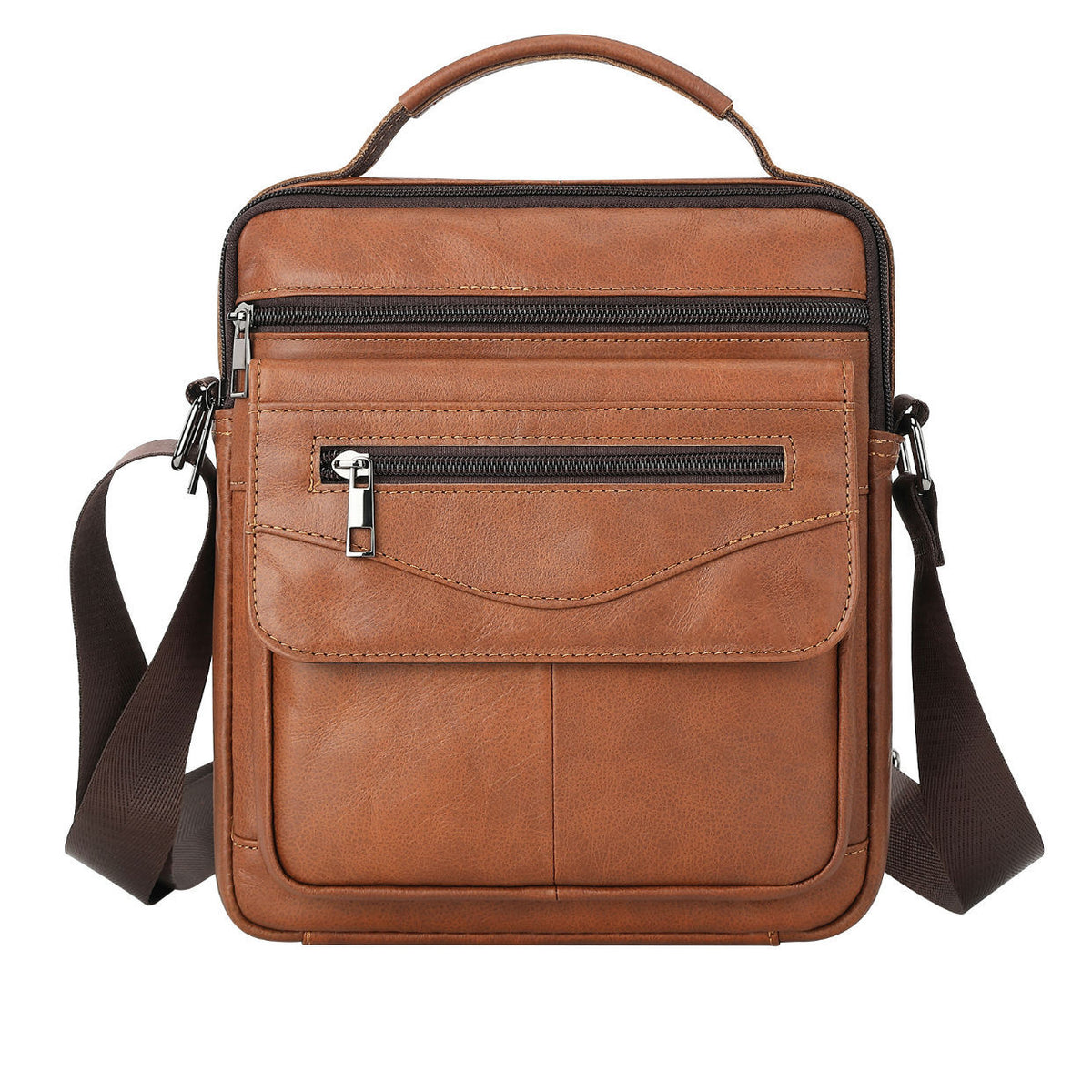 Schultertasche aus echtem Leder, schwarz – Bild 3 | LuxeStyle