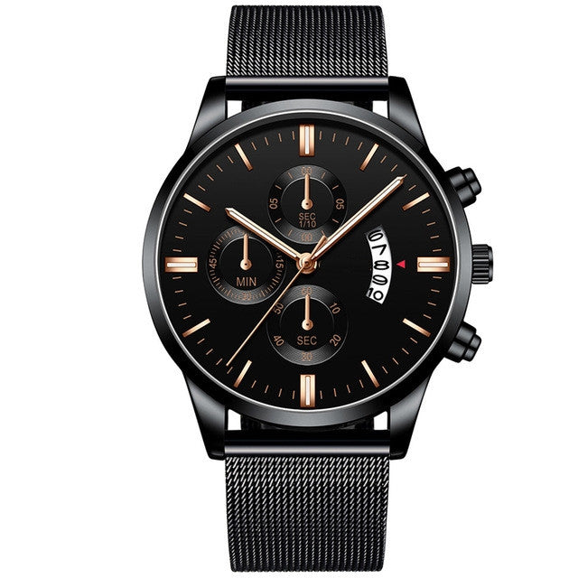 Herren Business Quarzuhr mit Edelstahl-Armband