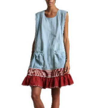 U-Hals Kleid mit Taillenübergang