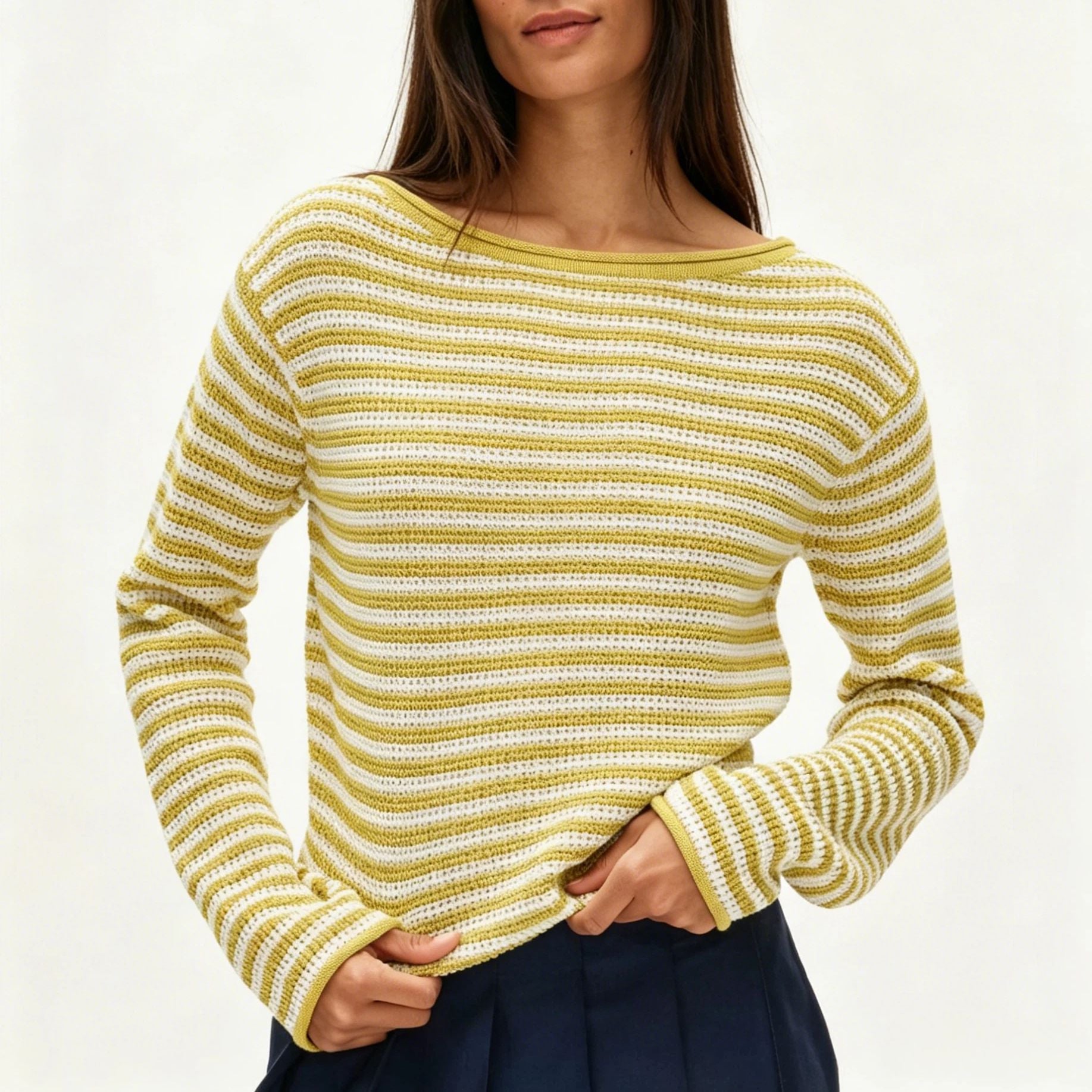 Gestreifter Pullover im Casual Loose Fit
