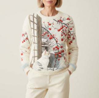 Damen-Weihnachtsdruck-Flanell-Hoodie