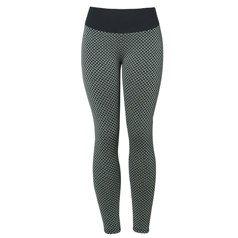 Plaid-Fitnesshose mit hoher Taille und atmungsaktiv