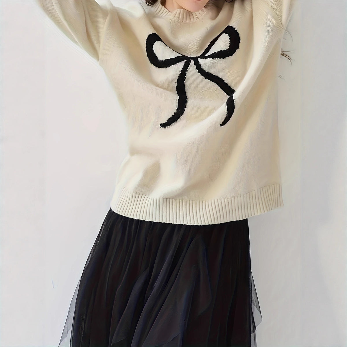 Champagnerfarbenes Langarm-Top im koreanischen Stil – Bild 5 | LuxeStyle