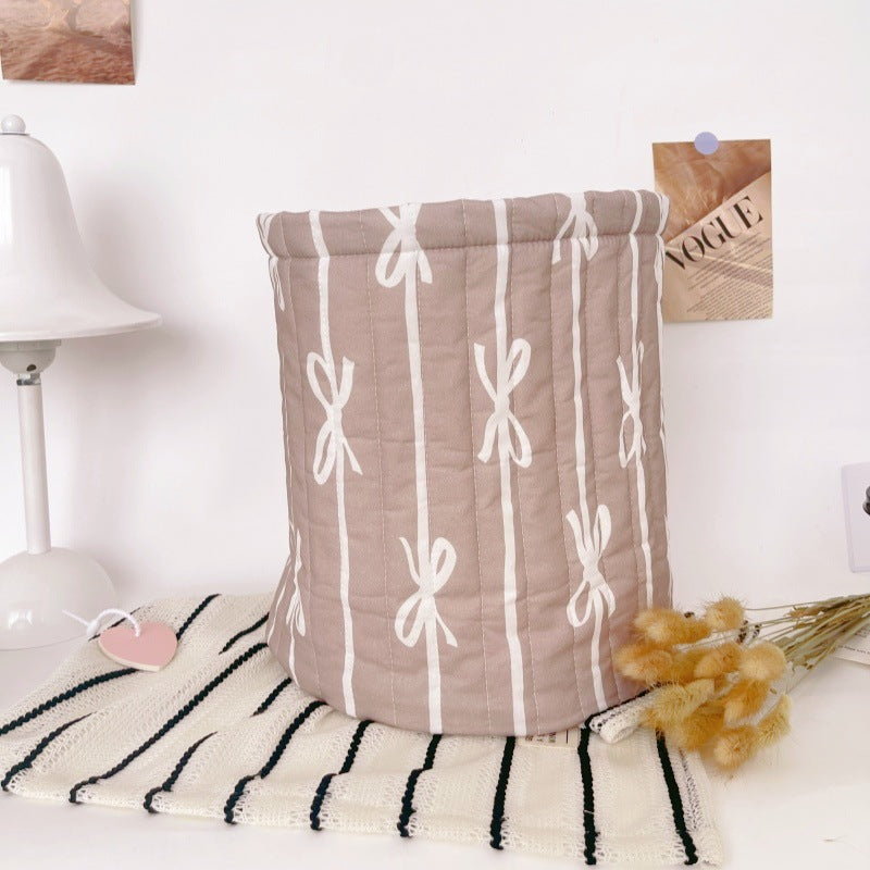 Runder Aufbewahrungskorb aus Stoff mit Schleife – Bild 7 | LuxeStyle