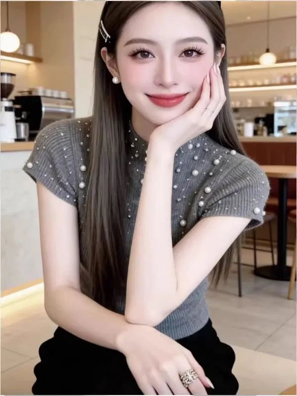 Kurzarm Stricktop für Damen