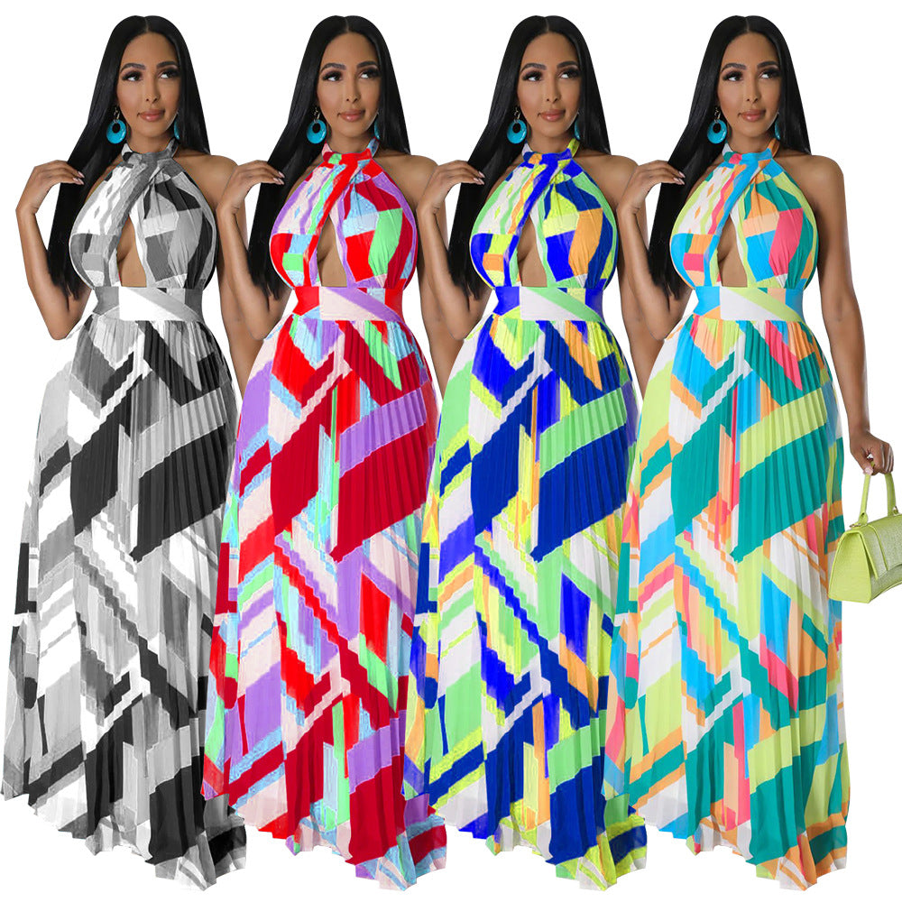 Neckholder Plissee Maxi-Kleid mit Rückenausschnitt – Bild 4 | LuxeStyle