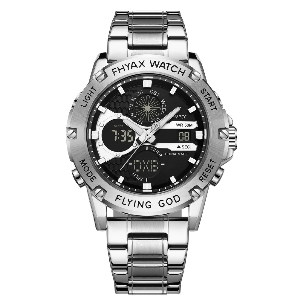 Business Casual Doppel-Display Leuchtende Wasserdichte Uhr