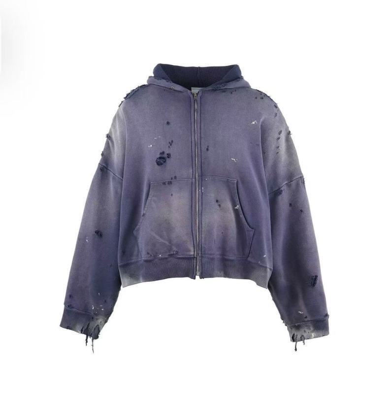 St Michael Distressed Zip-Up Hoodie