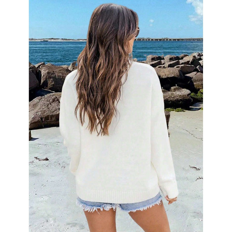 Retro Loose Pullover Sweater für Damen