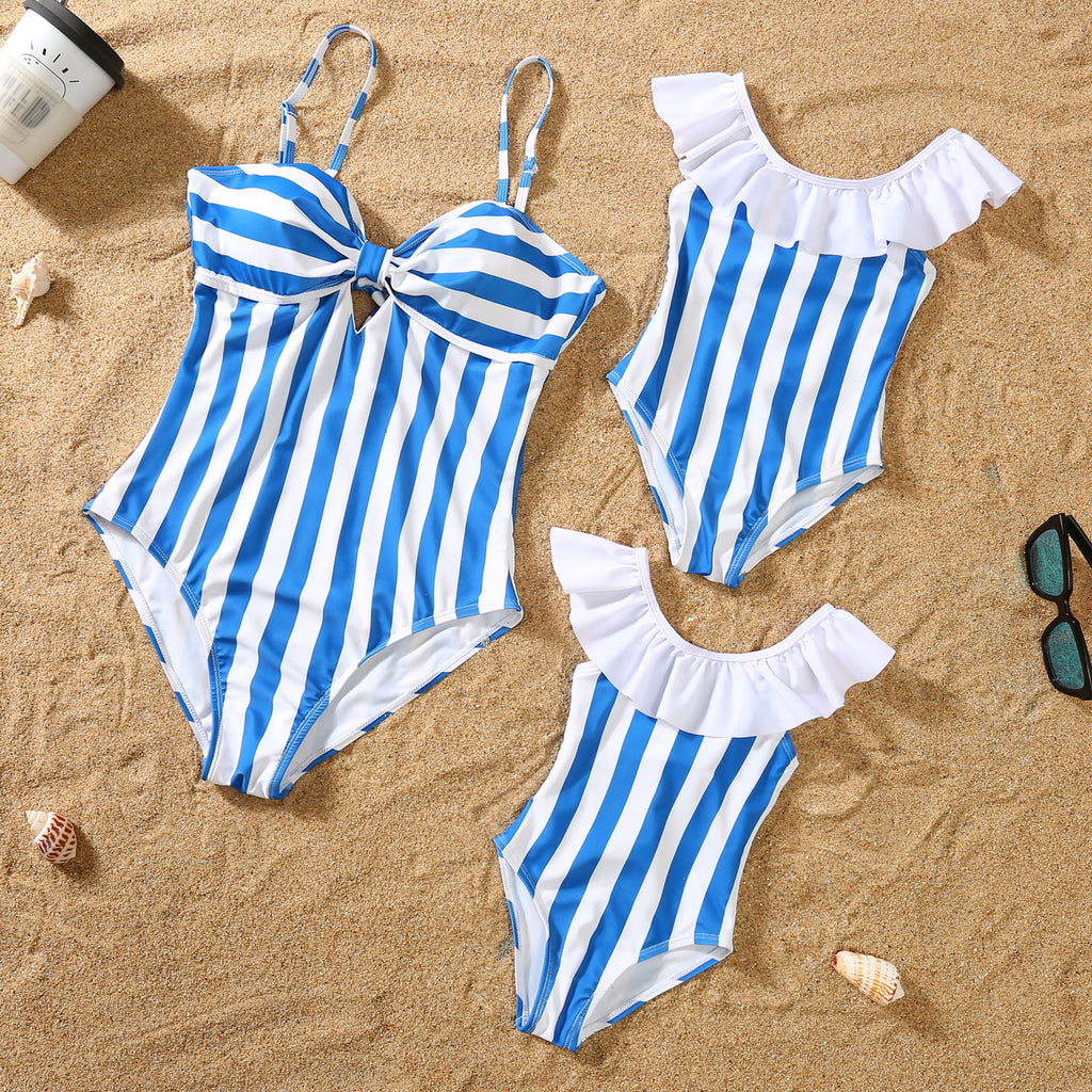 Partnerlook Bikini blau-weiss gestreift