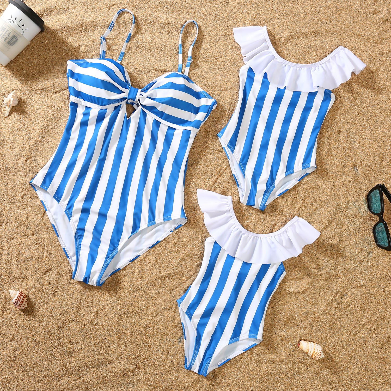 Partnerlook Bikini blau-weiss gestreift