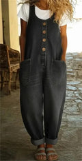 Ärmelloser Denim-Jumpsuit mit Taschen