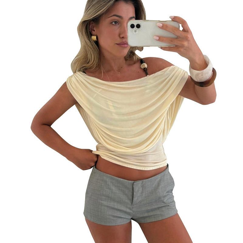 Ärmelloses Off-Shoulder Top mit U-Boot-Ausschnitt