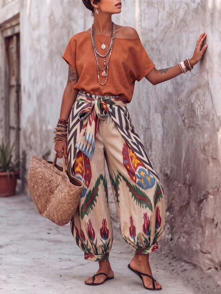 Damen Print Top & Hose Zweiteiler