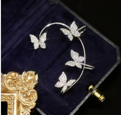 Schmetterling Ohrclip & Ohrhaken