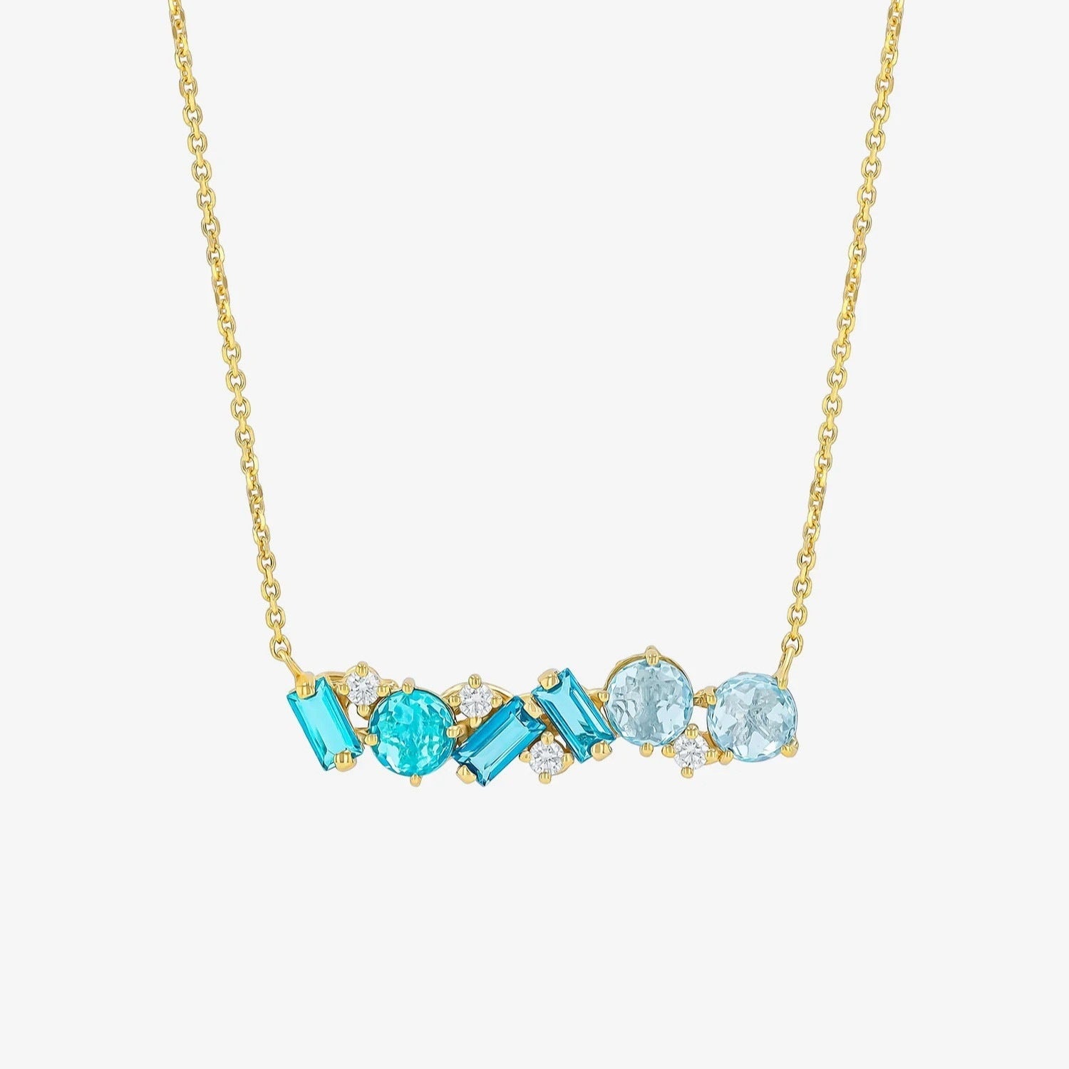 Geometrischer Blauer Diamant-Halsketten-Anhänger