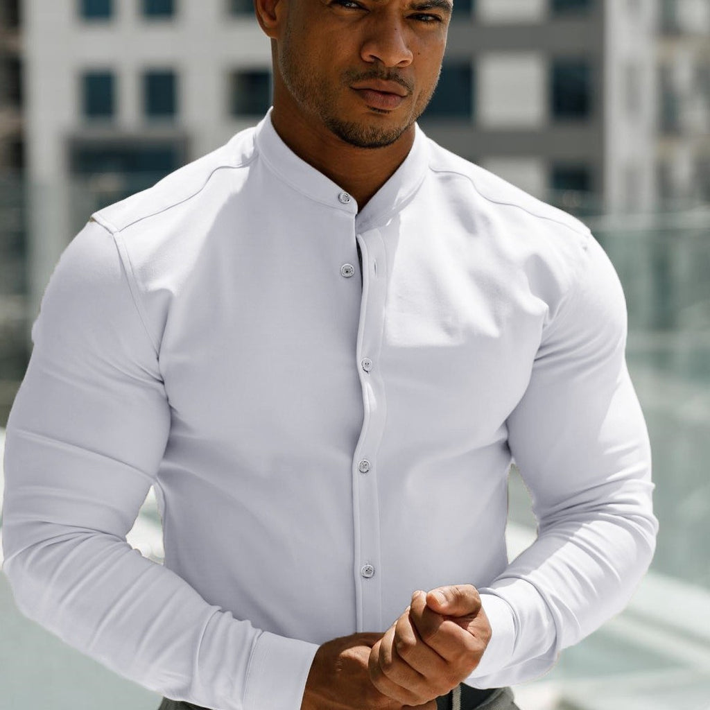 Langärmliges Sportshirt mit Standkragen – Bild 6 | LuxeStyle