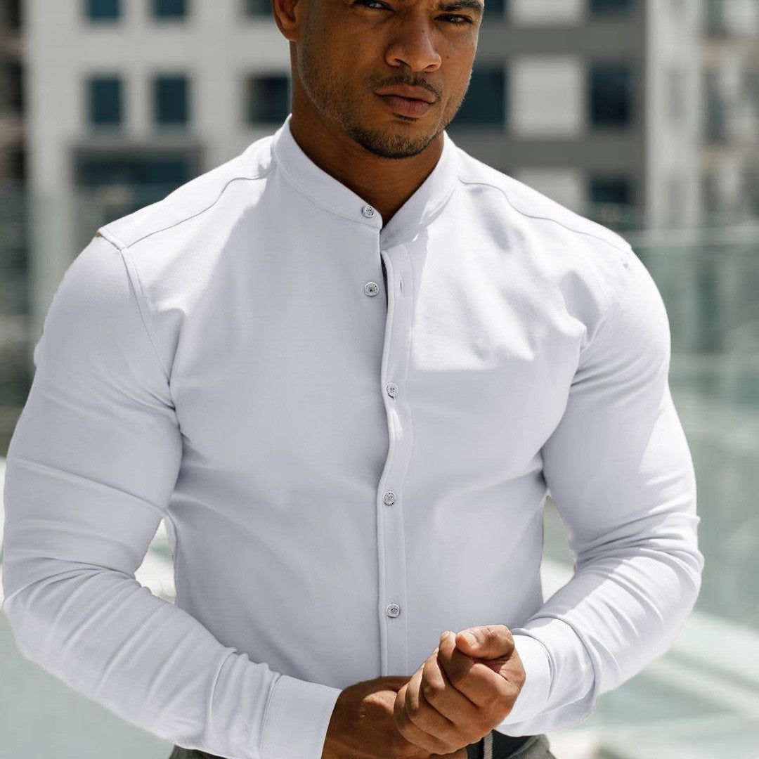 Langärmliges Sportshirt mit Standkragen – Bild 6 | LuxeStyle