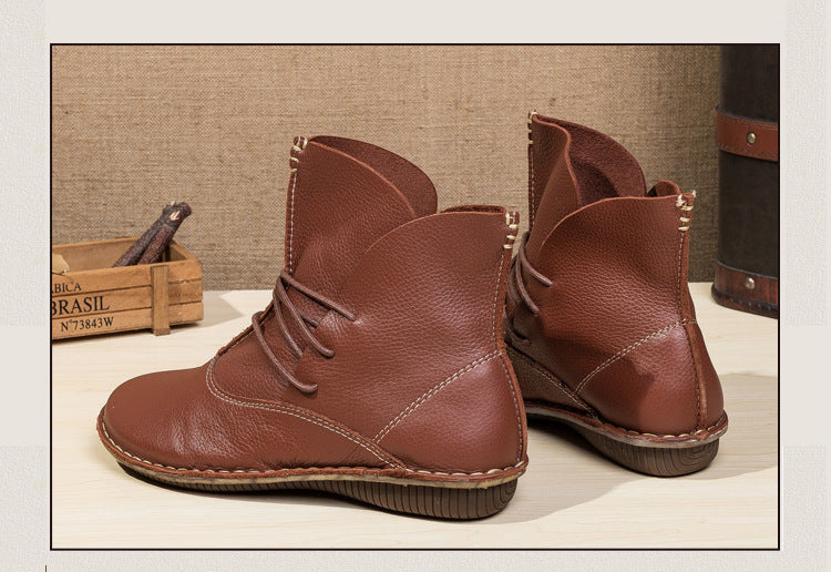 Retro-Leder-Stiefeletten für Damen – Bild 3 | LuxeStyle