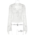Spitzenbesetztes Langarmshirt mit Schnürung – Bild 1 | LuxeStyle