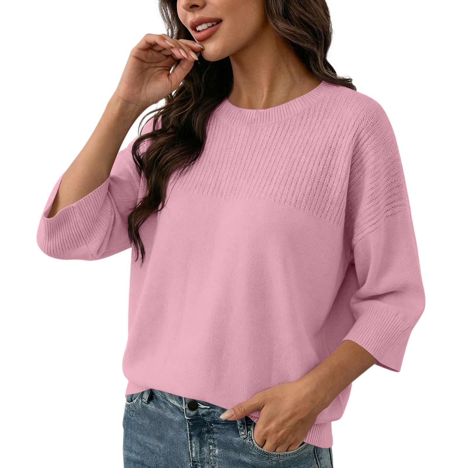 Rundhals-Strickpullover für Damen
