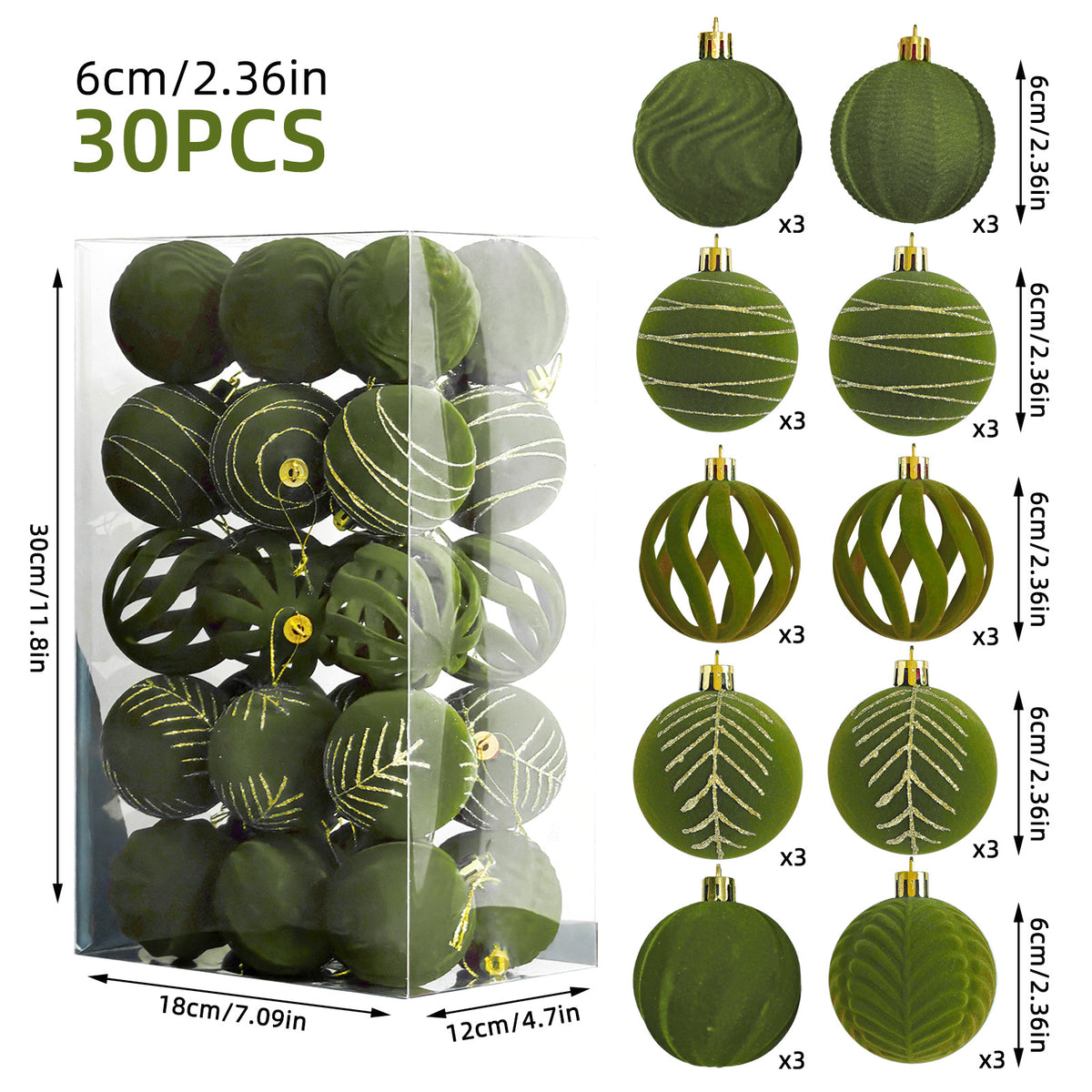 30er-Set Weihnachtskugeln, 6 cm – Bild 9 | LuxeStyle