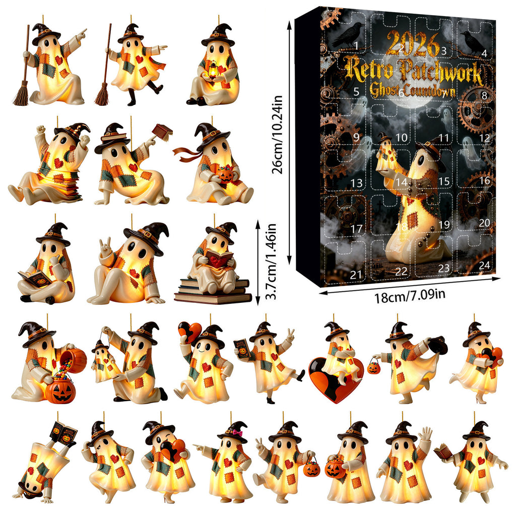 Retro Patchwork Geist Anhänger mit Halloween-Beleuchtung