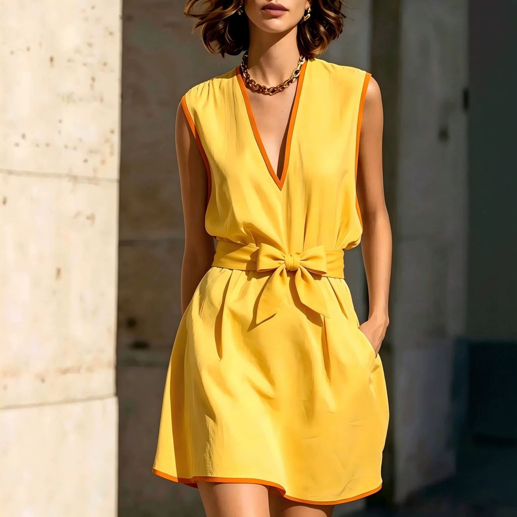 Ärmelloses V-Neck Kleid mit Schnürung – Bild 10 | LuxeStyle
