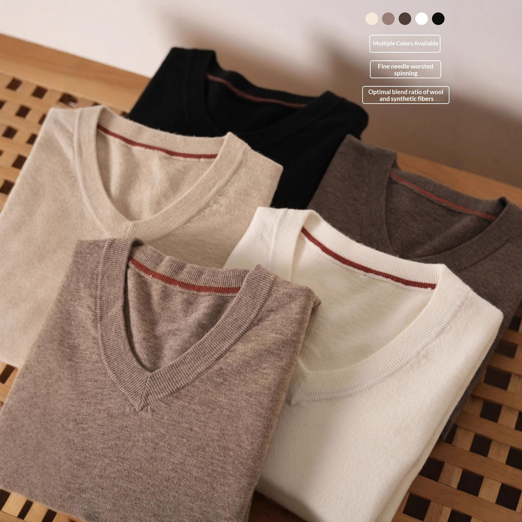 Herren V-Ausschnitt Pullover aus Wollmischung – Bild 5 | LuxeStyle